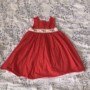 Girls’ polka dot dress with strawberry embroidery